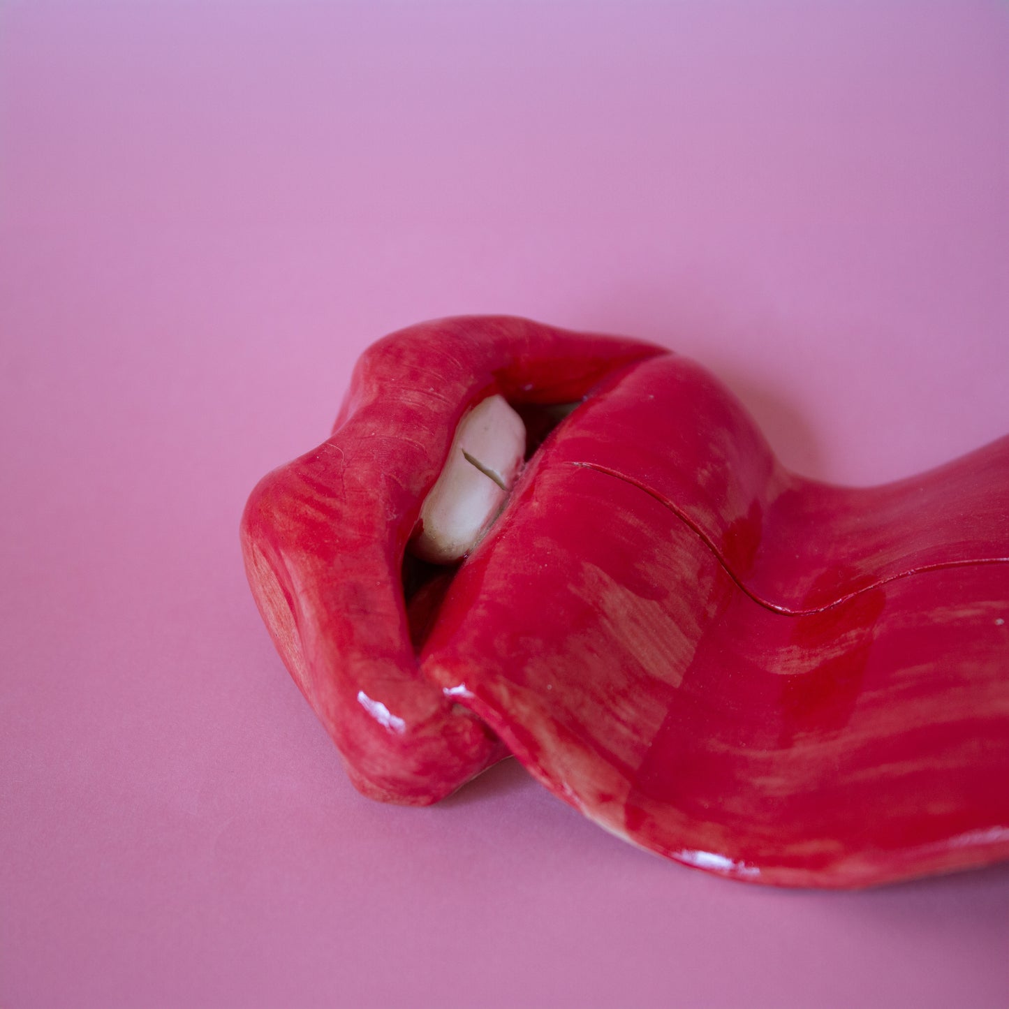 tongue closeup ceramic sculpture