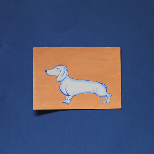 Sausage Dog gouache original illustration A5