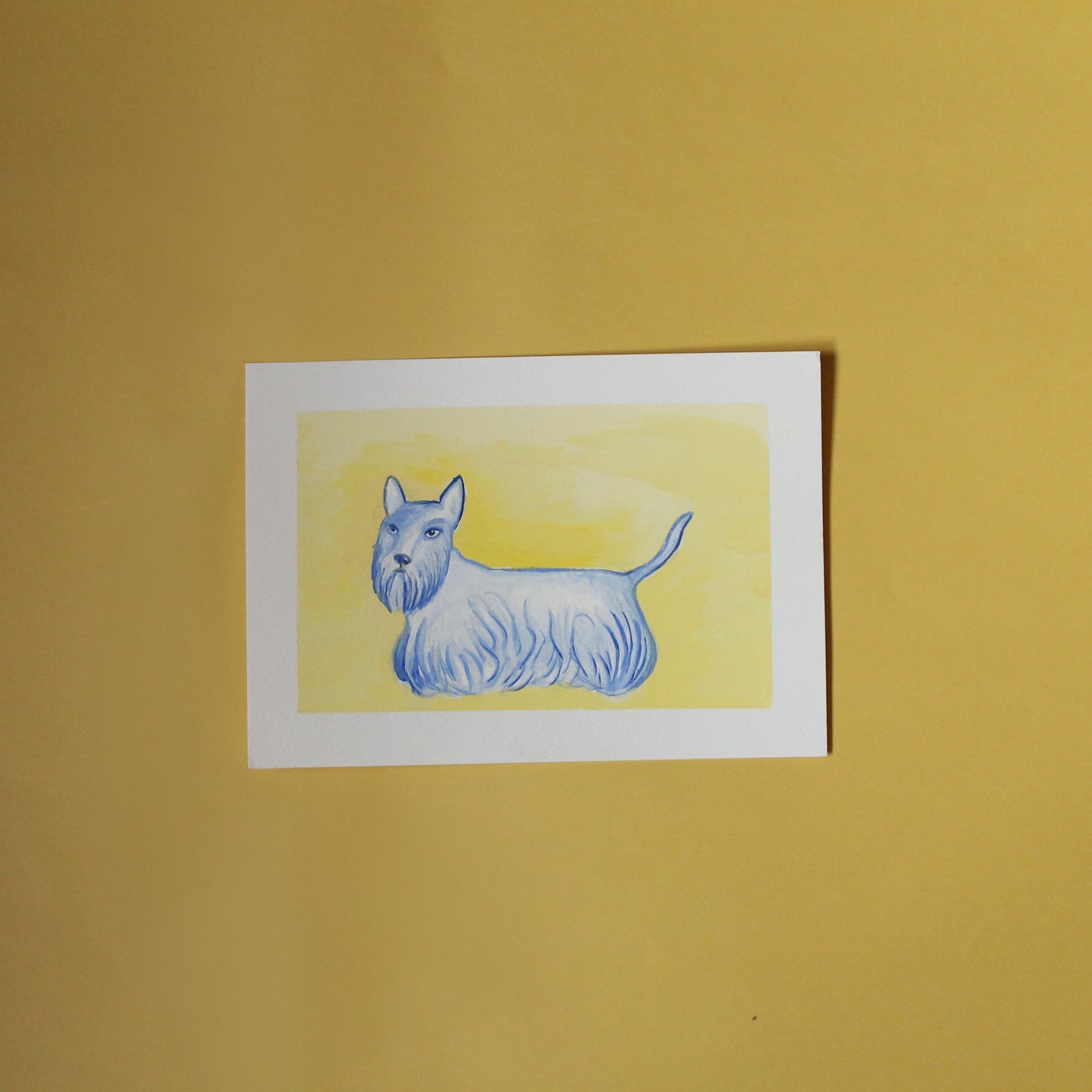 Illustration originale à la gouache du chien Schnauzer A5